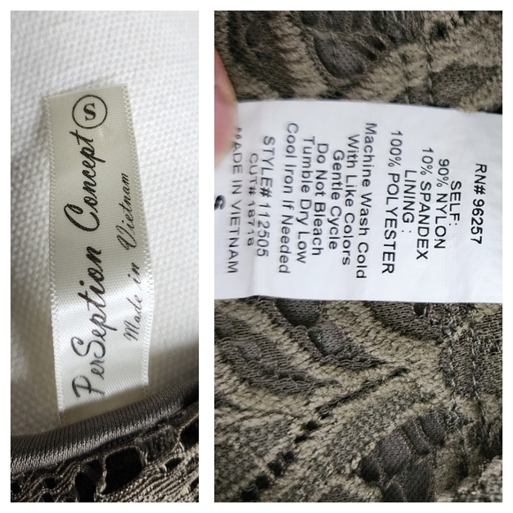 PerSeption Concept Cap Sleeve Lace Green Blouse. Size Small - Picture 8 of 8